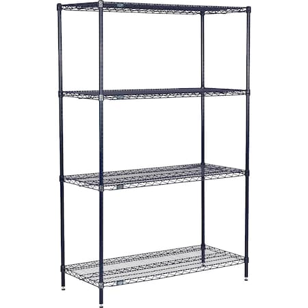 Nexel 4 Shelf, Nexelon Blue Wire Shelving Unit, Starter, 54inW x 21inD x 54inH B969859